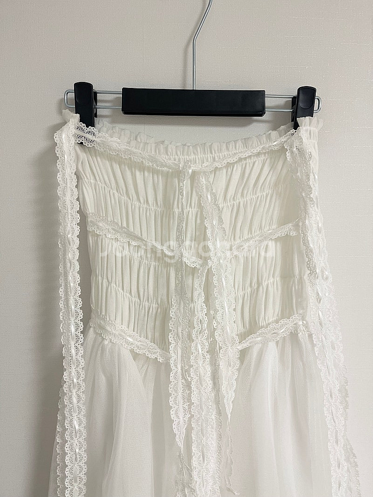 가니송 브라이덜 리본 튤 드레스 white F--5