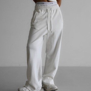 컷팅 디테일 와이드 스웻 팬츠 블랙