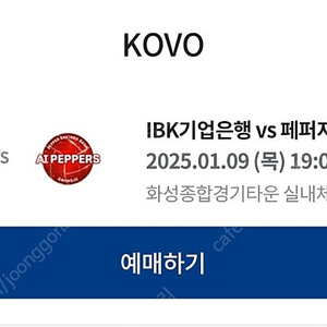 9일 당일 배구 IBK vs 페퍼 2장 만원