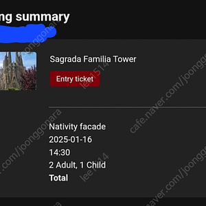 사그리다 파밀리아 성당 내부 투어 티켓 성인 2인, 소아 1인 1월 16일