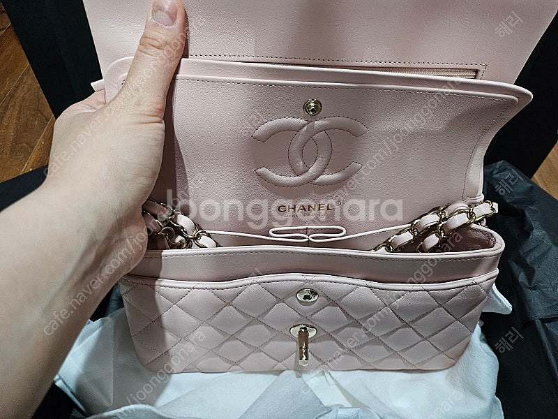 샤넬 클래식 스몰 : 라이트핑크 색상--6