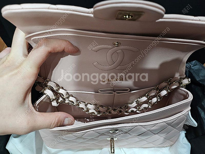 샤넬 클래식 스몰 : 라이트핑크 색상--7