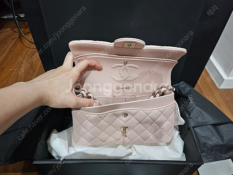샤넬 클래식 스몰 : 라이트핑크 색상--8