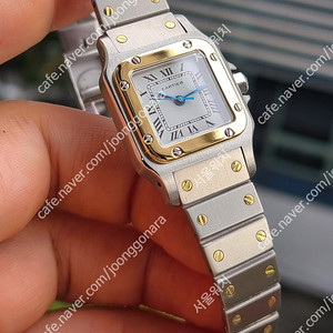 [정품] 까르띠에 산토스 화이트로만 18K 콤비 SM 스몰 여성용 (Cartier Santos White Romman 18K Two-Tone SM)