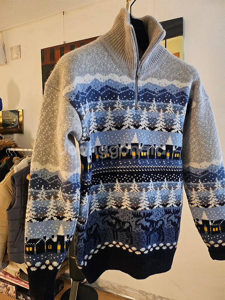 남자 하프집업 니트 울100% (105size)2XL--0