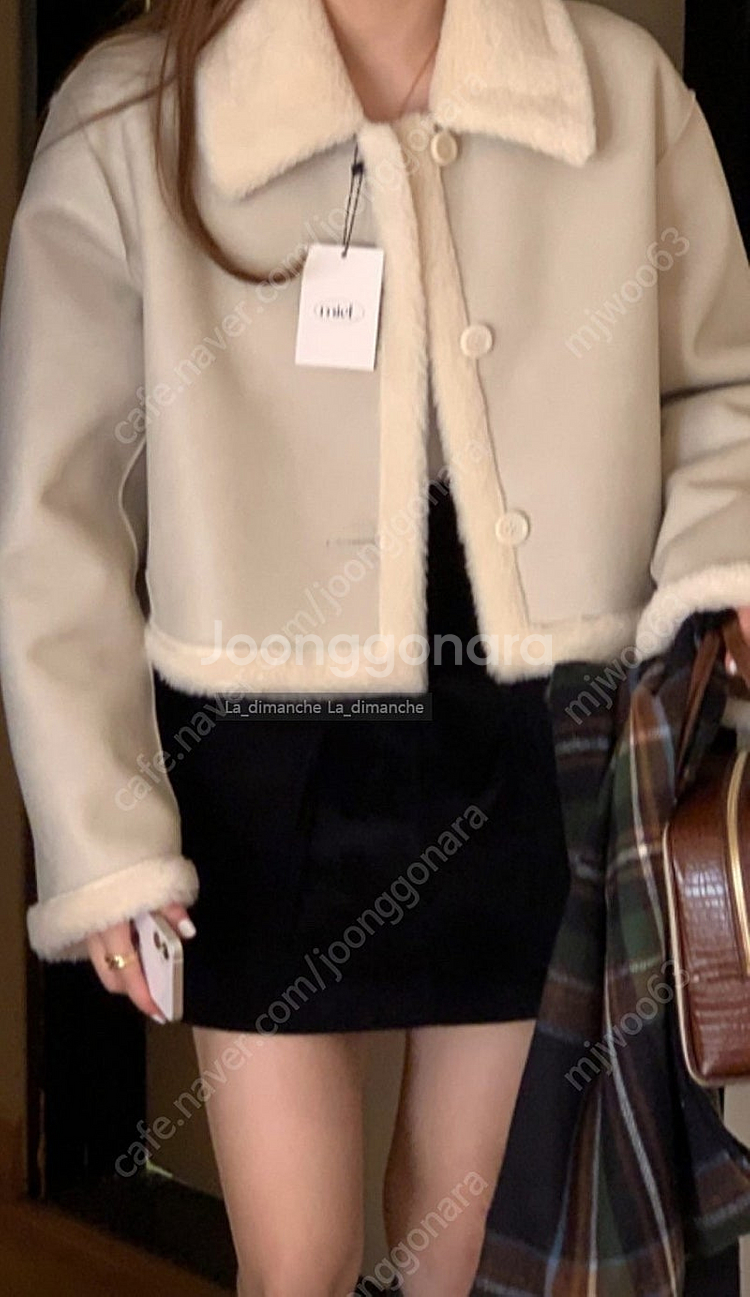 정가16만 미엘 크롭 무스탕 리버시블 버베인 베르가못 어베인--0