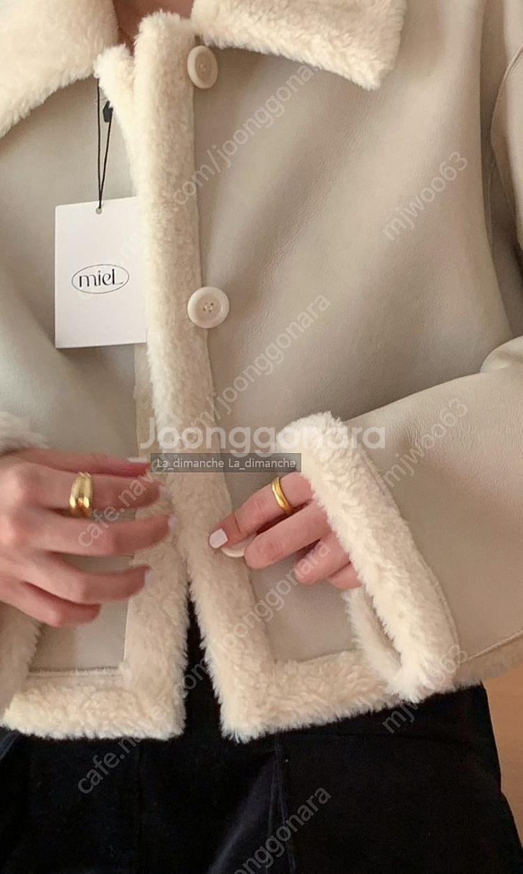 정가16만 미엘 크롭 무스탕 리버시블 버베인 베르가못 어베인--1