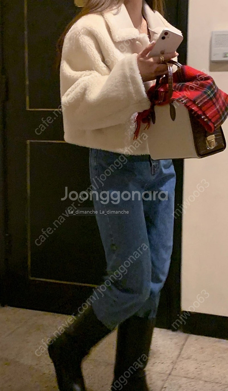 정가16만 미엘 크롭 무스탕 리버시블 버베인 베르가못 어베인--4