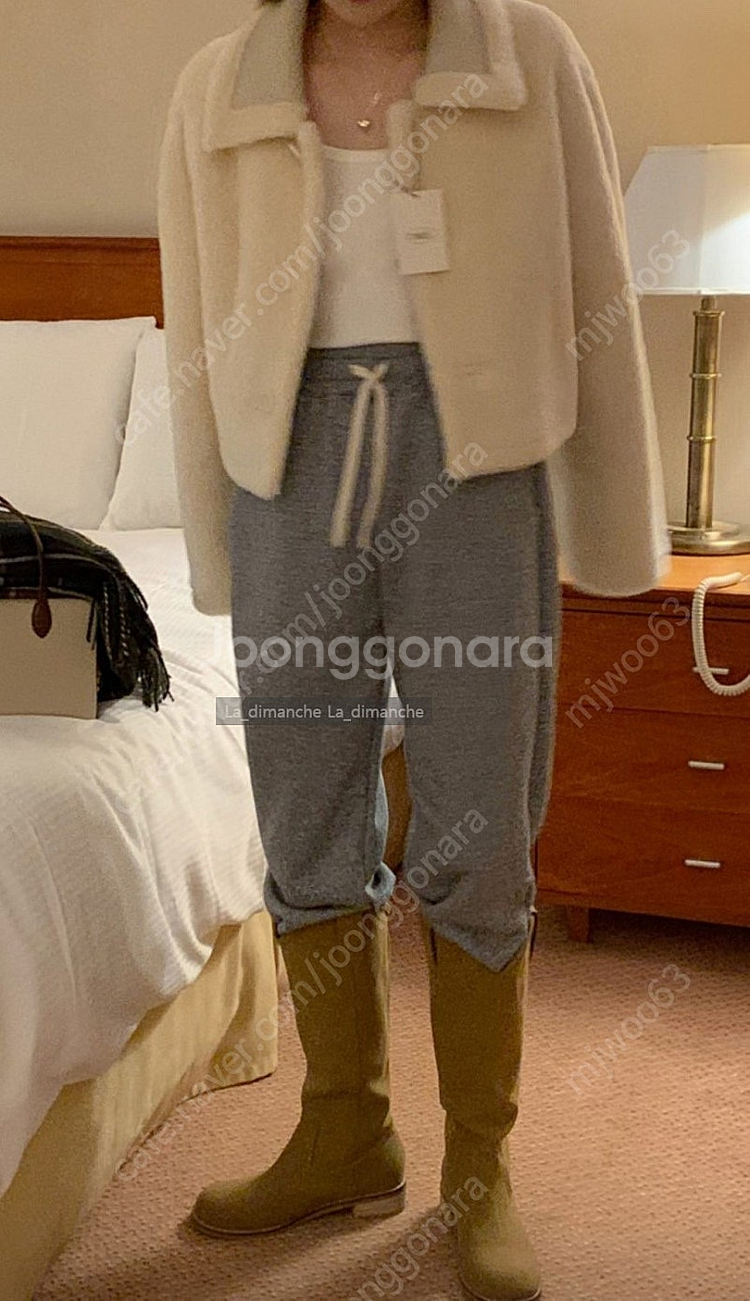 정가16만 미엘 크롭 무스탕 리버시블 버베인 베르가못 어베인--5