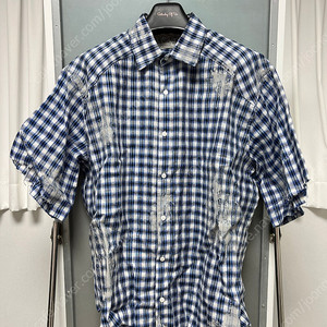 [M] STU 23SS Destroyed Painting Check Shirt Blue STU OFFICE