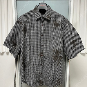 [L] STU 23SS Destroyed Painting Check Shirt Black STU OFFICE