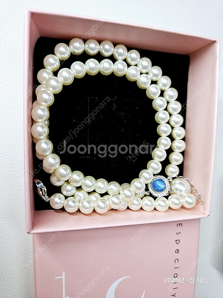 S925 아쿠아 진주 목걸이 팔찌 세트(새상품)--0