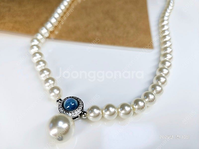 S925 아쿠아 진주 목걸이 팔찌 세트(새상품)--1