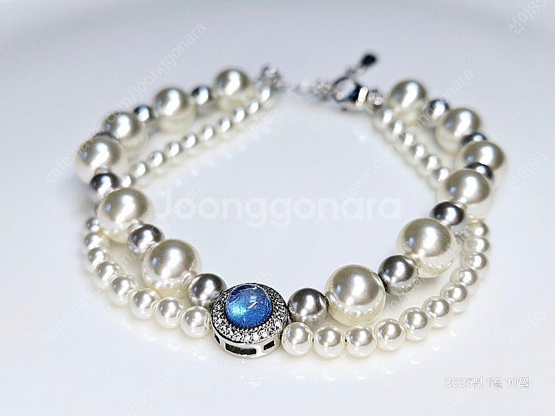 S925 아쿠아 진주 목걸이 팔찌 세트(새상품)--2