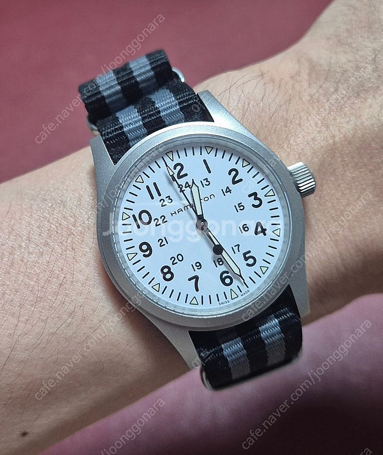 신형 해밀턴 카키필드 흰판 38mm--0