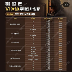 [ 하얼빈 무대인사 ] 1/19 롯데시네마 월드타워 2연석 정가양도 (C열,D열)