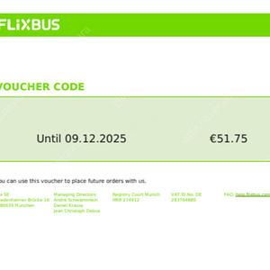 flixbus 바우처 판매합니다.