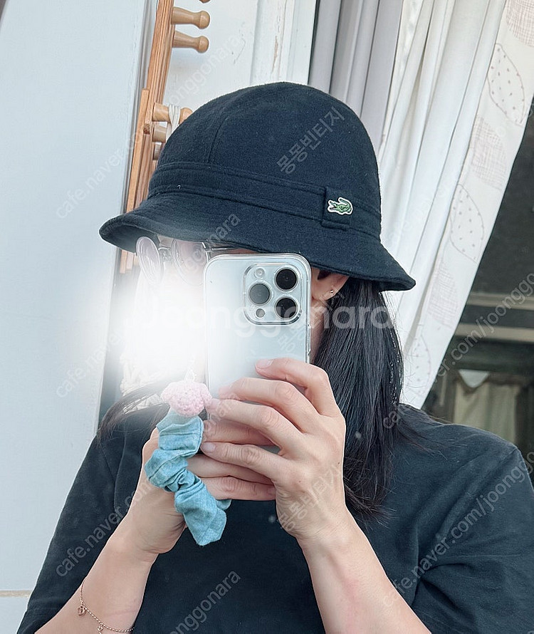 라코스테 모직 벙거지 모자 버킷햇 블랙 프리사이즈--6