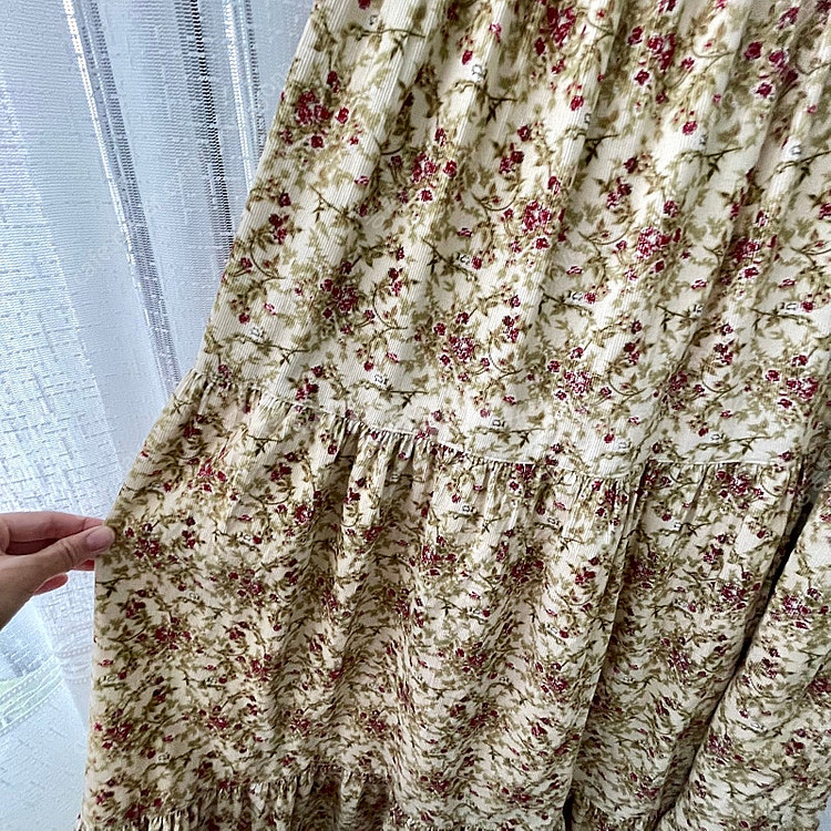 코듀로이 플라워패턴 캉캉롱치마 허리밴딩--3