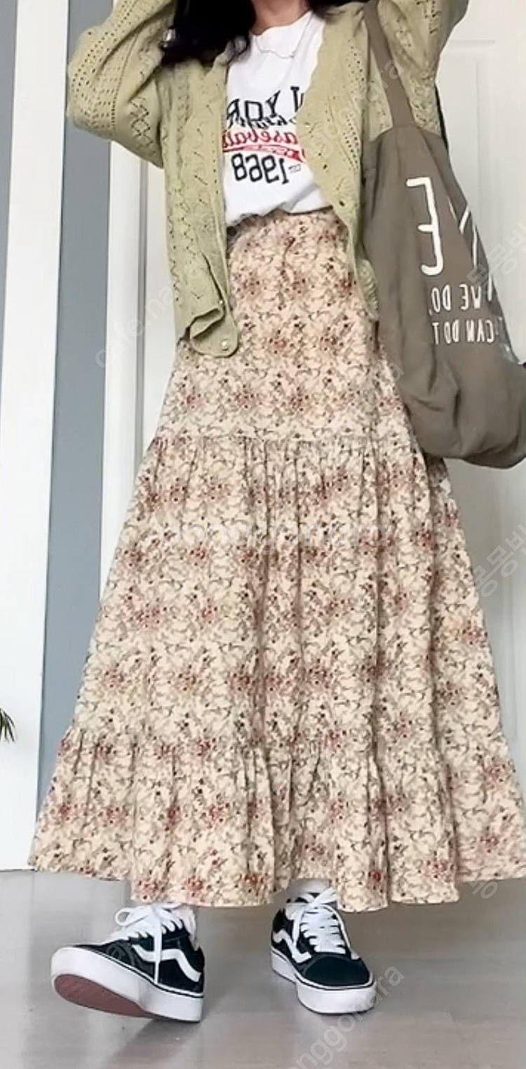 코듀로이 플라워패턴 캉캉롱치마 허리밴딩--6