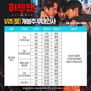 1/25(무대인사) 히트맨2 천안cgv A열양도(이이경,권상우,정준호,황우슬혜)