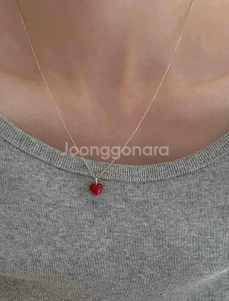 14k 쿼츠 하트 펜던트 레드하트--0