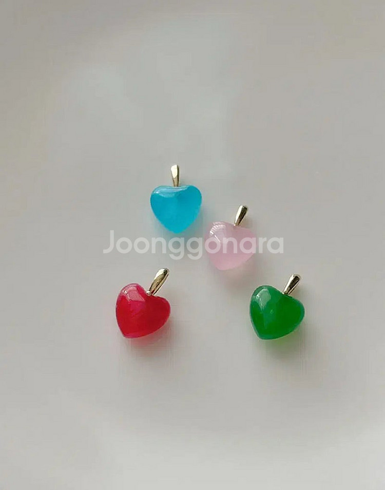 14k 쿼츠 하트 펜던트 레드하트--3