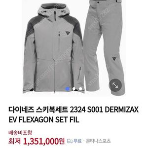 2324 다이네즈 스키복 세트 DERMIZAX EV FLEXAGON SET 등 보호대 포함 L사이즈