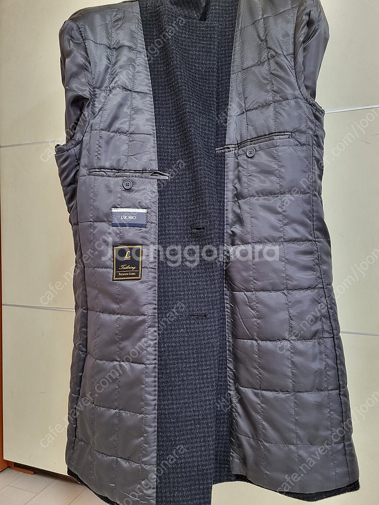 남성 워모 울 캐시미어 코트 [하운드 투스 그레이 색상]--1