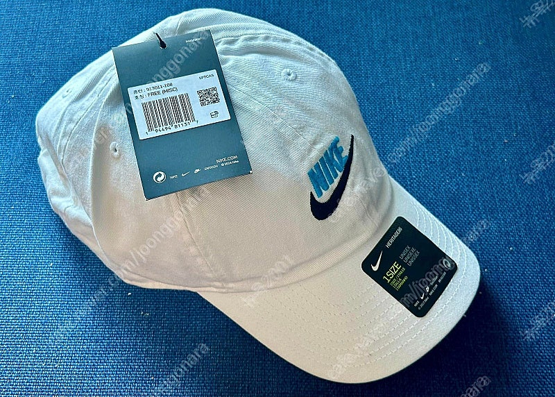 나이키 해리티지 워시드캡 화이트+블루모자 (일부이염) 이미지