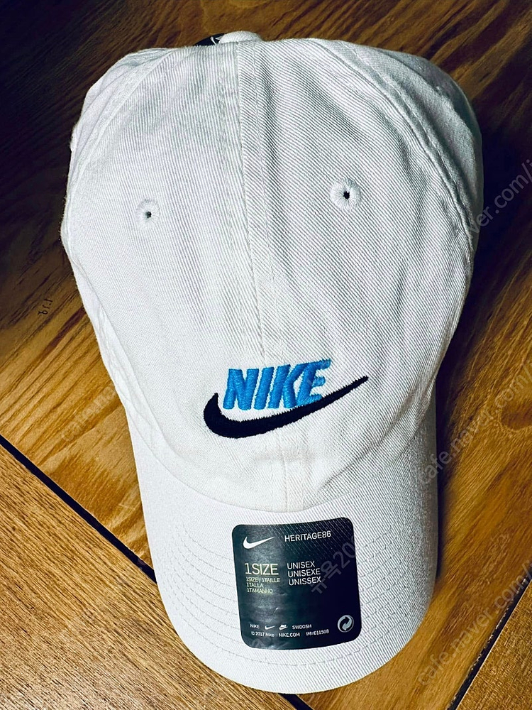 나이키 해리티지 워시드캡 화이트+블루모자 (일부이염) 이미지
