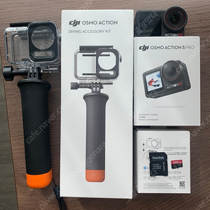 DJI 오즈모 액션 5 프로(OSMO ACTION 5 PRO) 다이빙 킷 풀박스 + 샌디스크 익스트림 프로 1테라 마이크로 SD 60만원 판매