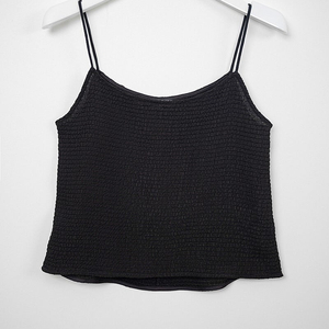 베르데오시도 verdeossido Carolyn's Spaghetti Sleeveless Top - in Acetate (Smocking Black)