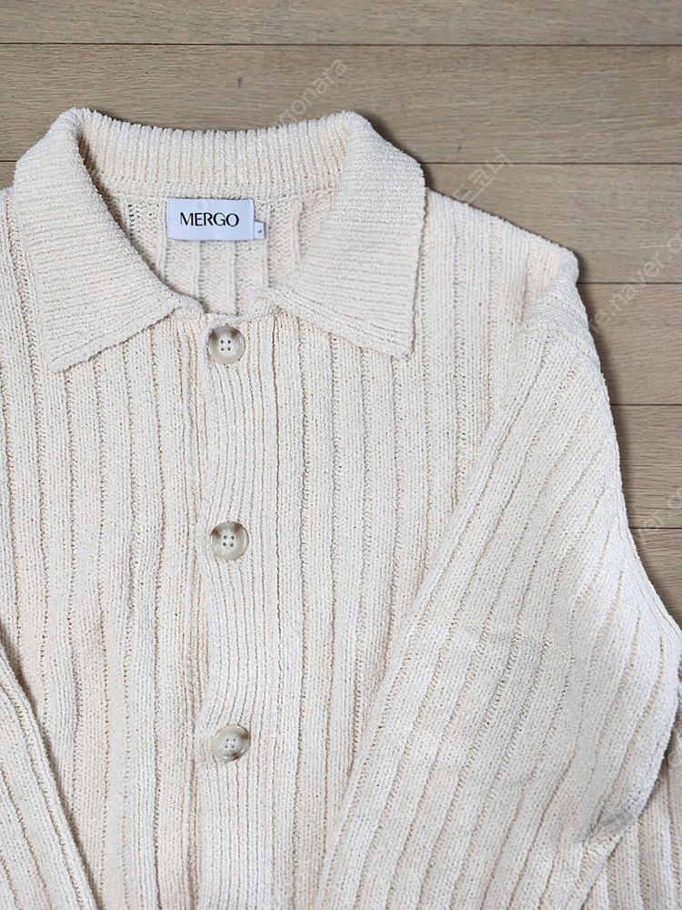 부클 버튼 카라 가디건 [아이보리]--4