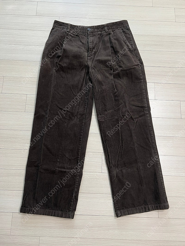 무신사 스탠다드 와이드 코듀로이 팬츠 더스티 카키 33 사이즈--3