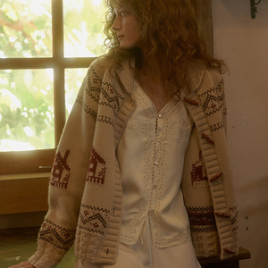 르니나 아이보리 울 가디건 TABITHA wool cowichan knit cardigan_ivory