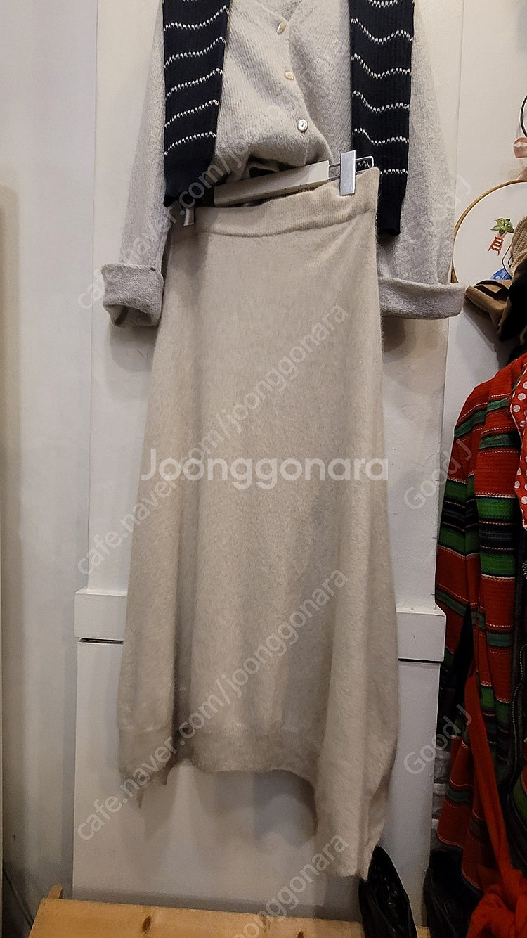 막스마라 모헤어 가디건. 에고이스트 램스울 아방 롱스커트--7