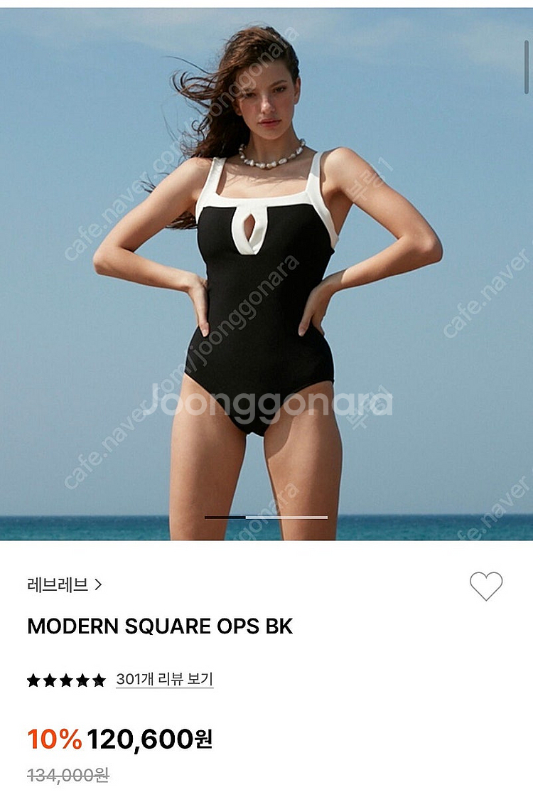 레브레브 모던 스퀘어 원피스 수영복 블랙 xs--0