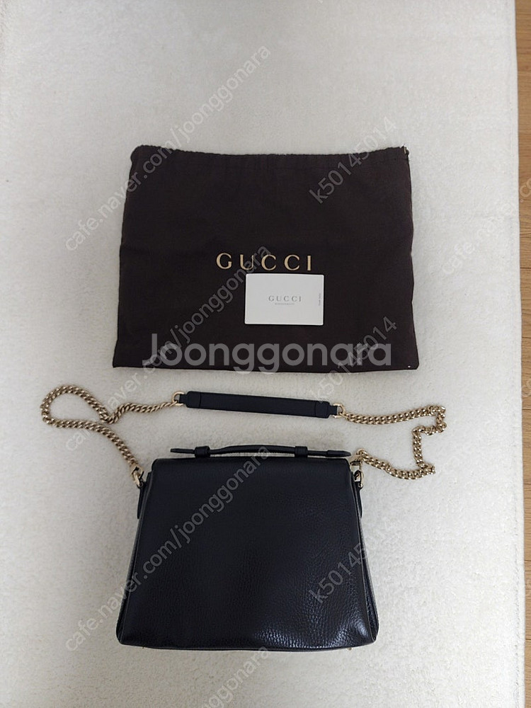 정품 구찌 인터로킹 GG 메탈 탑핸들 스몰 체인 숄더백--5