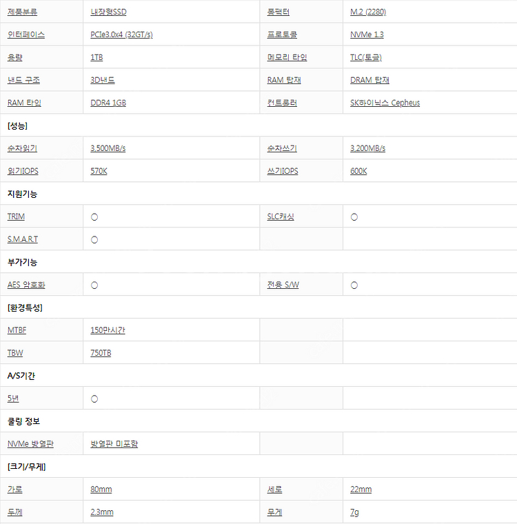 [AS 29년] SK하이닉스 GOLD P31 NVMe ...--1