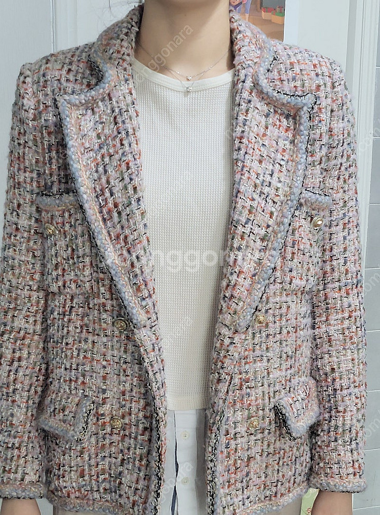 빈티지 샤넬 트위드 자켓--5