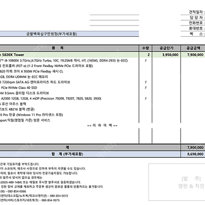 [판매] 델 워크스테이션 판매 Dell Precision 5820X Tower (램 128g, 512GB SSD, 4TB HDD, i9-10900X 3.7GHz, 윈도우 설치)