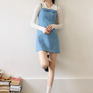 쎄무아듀 서스펜더 리본 원피스 Cest_Ocean ribbon suspenders dress