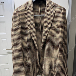 21ss Drake's Taupe and green houndstooth Linen & Silk jacket