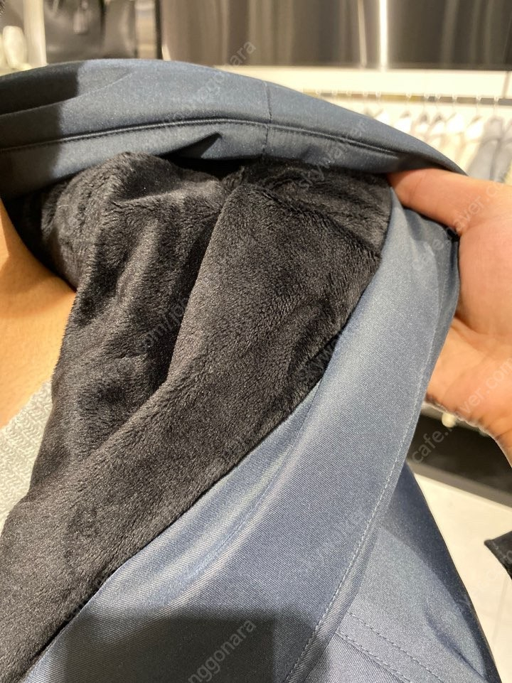 지오송지오 구스다운 블루그레이 집업 후드 패딩 점퍼 롱패딩--2