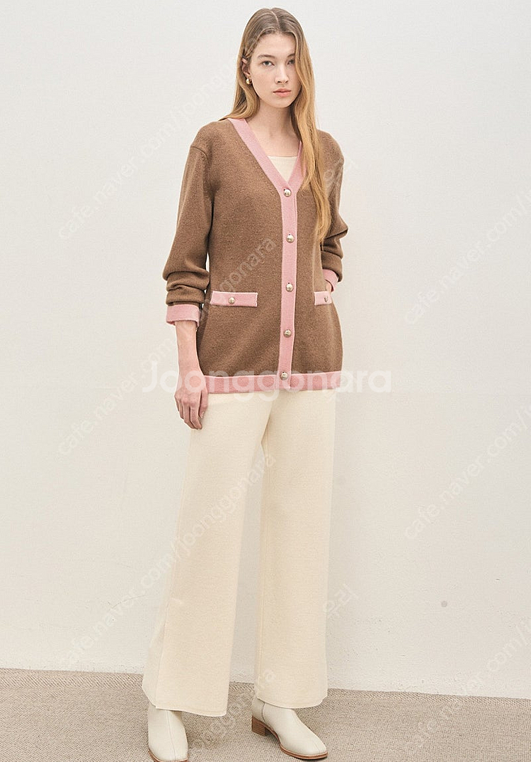 더캐시미어 컬러 블록 니트 가디건--0