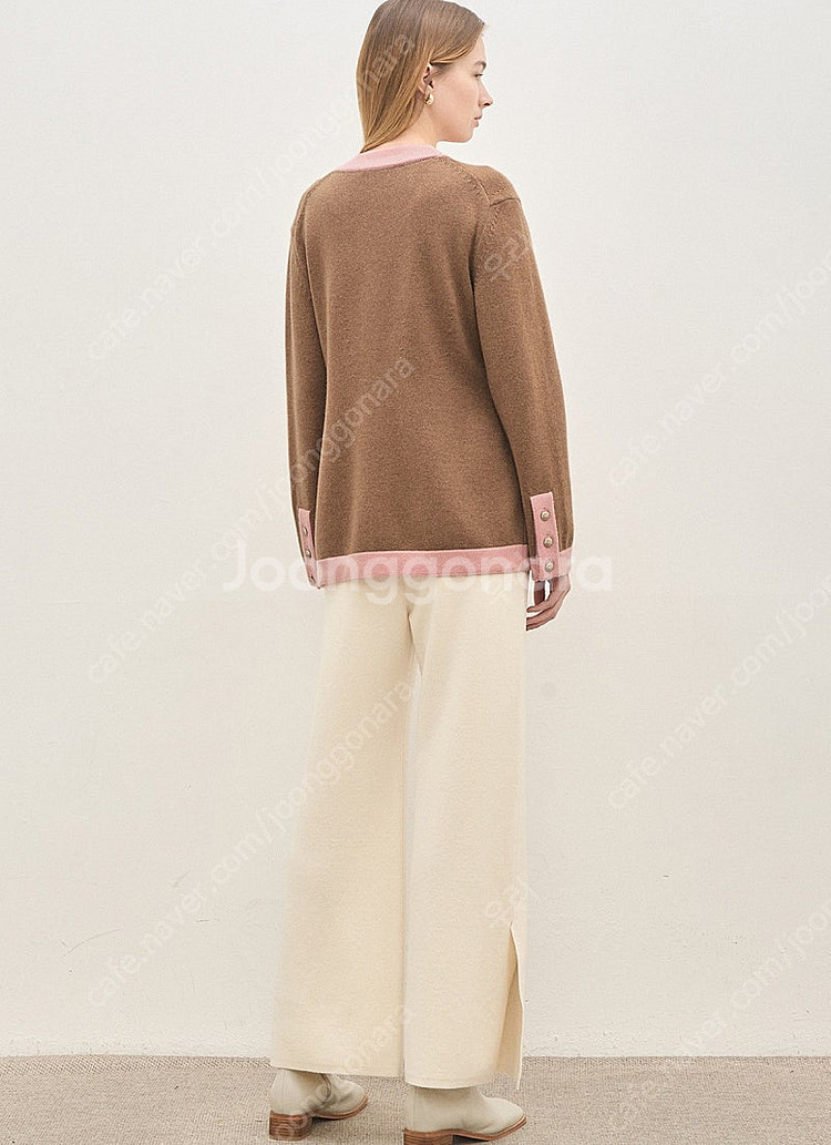 더캐시미어 컬러 블록 니트 가디건--1