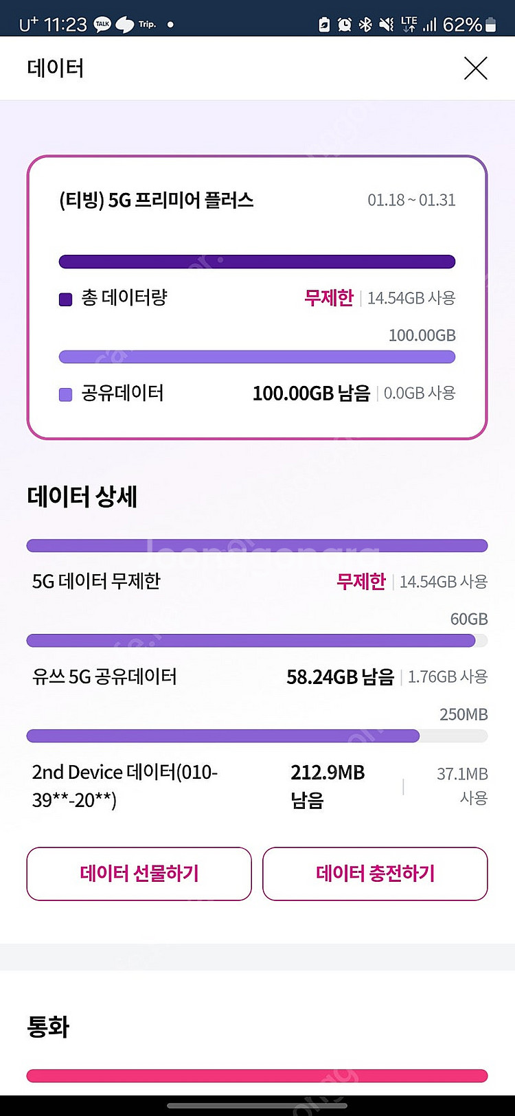 LG 유플러스 UPLUS 데이터 팝니다 2GB--0