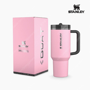 [MESSI X STANLEY] 퀜처 프로투어 플립 스트로 텀블러 1.18L 메시 고트 핑크 메시스티커 스트로우 브러쉬 포함 미개봉새상품 팔아요