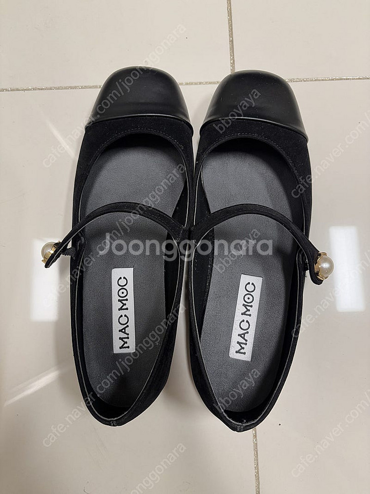 마크모크 진주 스퀘어토 벨벳 배색 메리제인 235 사이...--0
